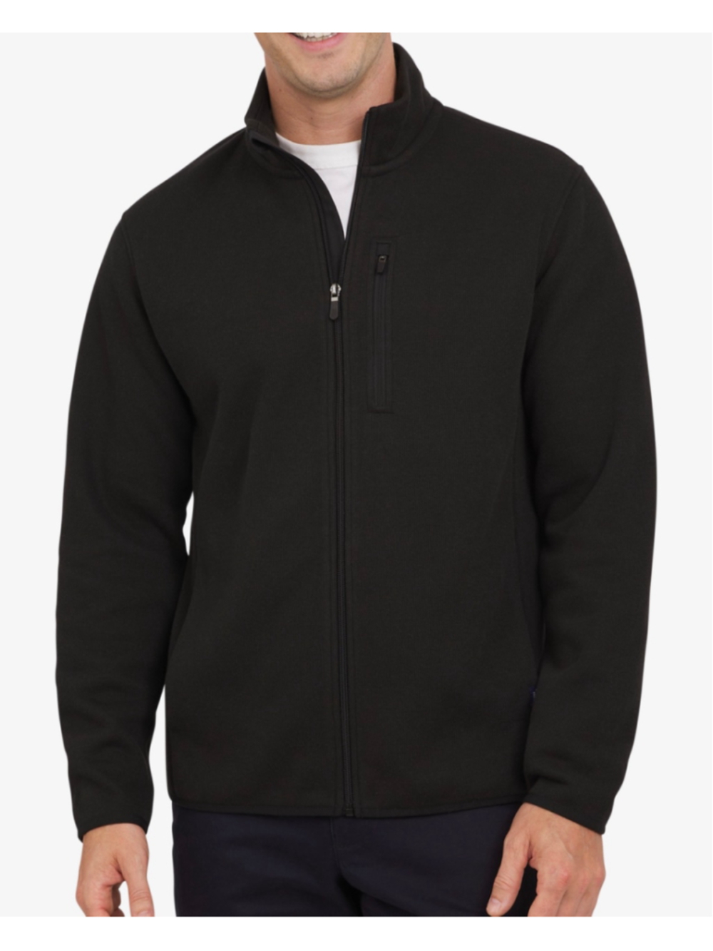 Men's Chaps Black Everyday Performance Zip Up Sweater, Size M